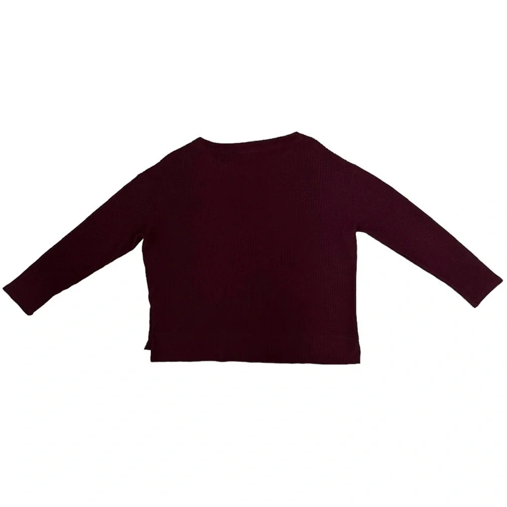 Splendid Waffle Thermal Pullover Long Sleeve Top Size Medium in Merlot